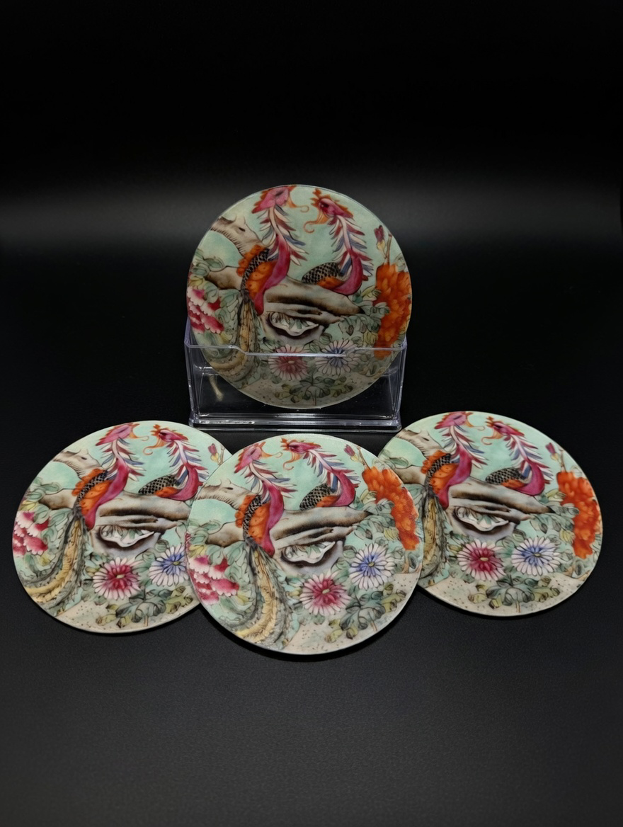 4 coasters with stand